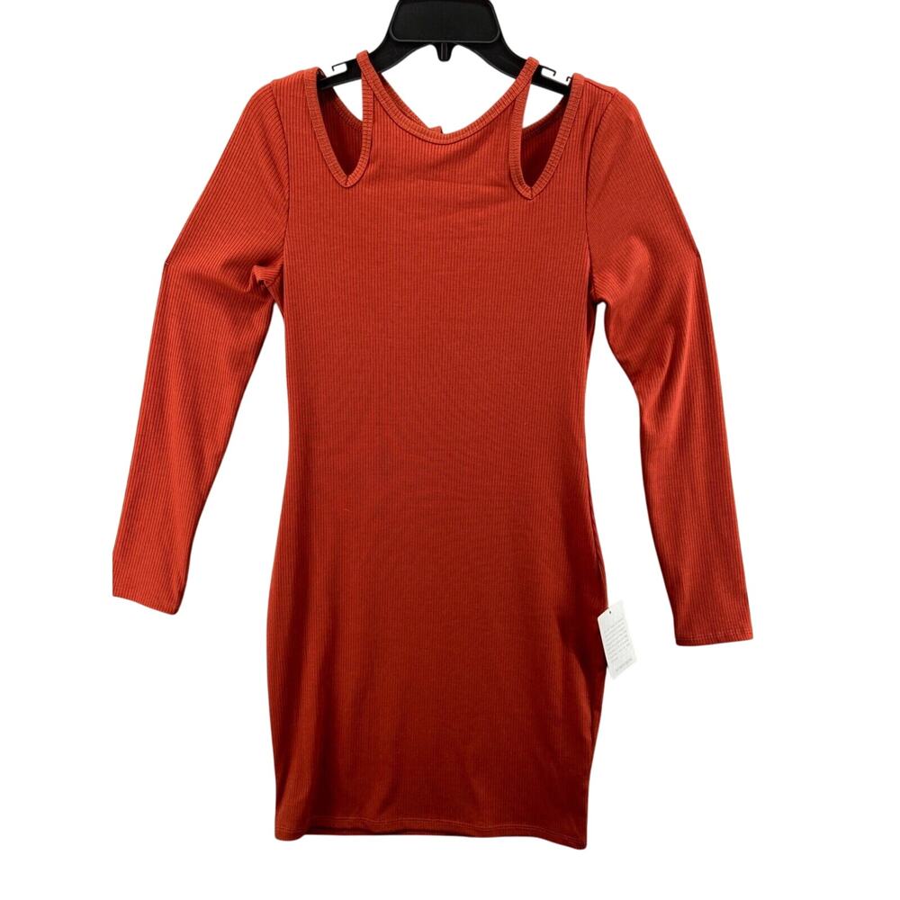 NWT Dual Nature Dress Women's Size Small Halter Neck Reddish Orange‎ Ribbed